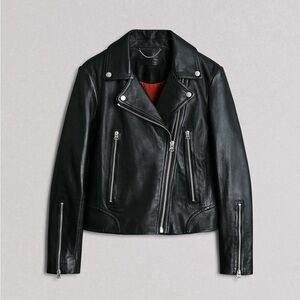 Rag & Bone Black Leather Biker Jacket, Size XS